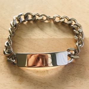 ID Bracelet Large Link Speidel USA Gold Tone 8" Engraved NIC